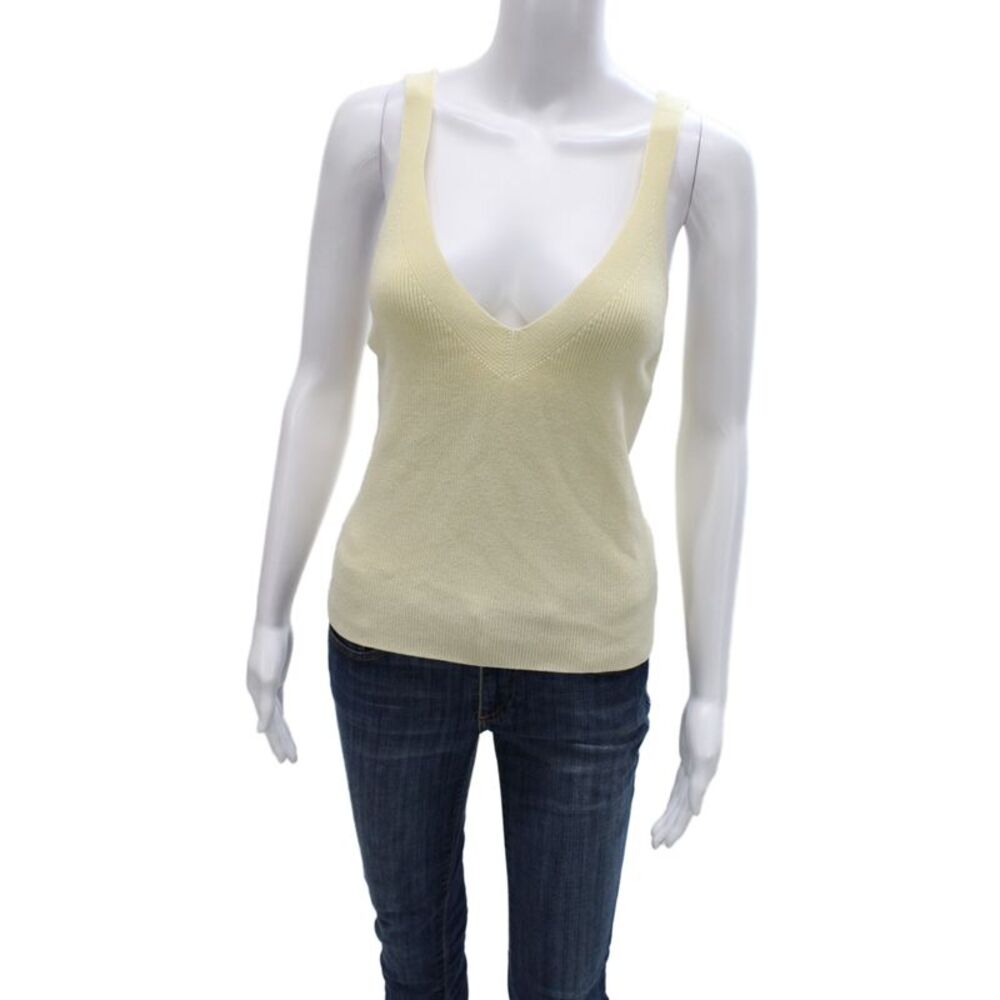 Zara Womens Basic Camisole V-Neck Beige Sleeveless Size L